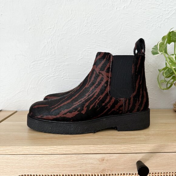 Staud | NWOT Palamino Animal-Print Fur Chelsea Booties $425 Size 39 - Picture 2 of 7